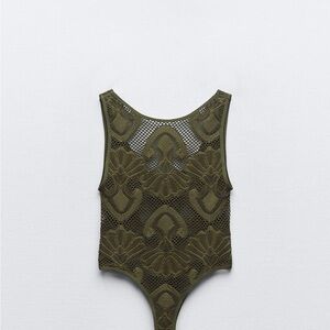 Zara Olive Lace Bodysuit